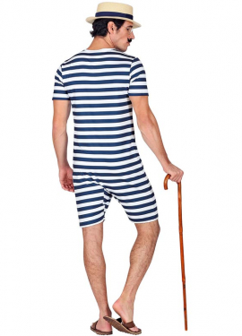Fato de banho retro azul dos anos 50 para homem Fato de banho retro azul dos anos 50 para homem