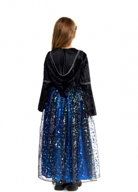 Costume de sorcière bleue avec étoiles pour fille Costume de sorcière bleue avec étoiles pour fille