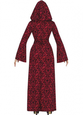 Fato de bruxa com capuz vermelho para mulher Fato de bruxa com capuz vermelho para mulher