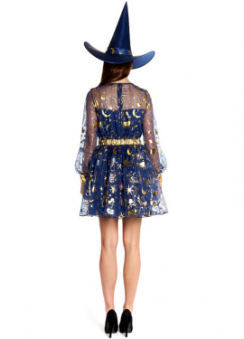 Disfraz de Bruja Esotérica azul para mujer