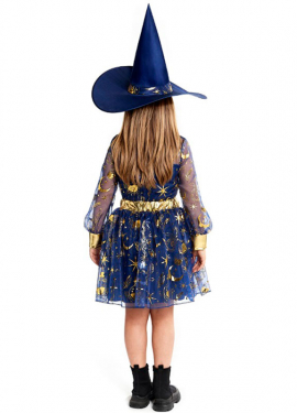 Fato de Bruxa Esotérica Azul para Meninas Fato de Bruxa Esotérica Azul para Meninas