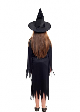 Fato de bruxa negra com pontas para menina Fato de bruxa negra com pontas para menina