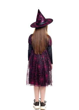 Black and fuchsia Spider Web Witch costume for girl Black and fuchsia Spider Web Witch costume for girl