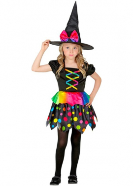 Fato de bruxa multicolorida para meninas Fato de bruxa multicolorida para meninas