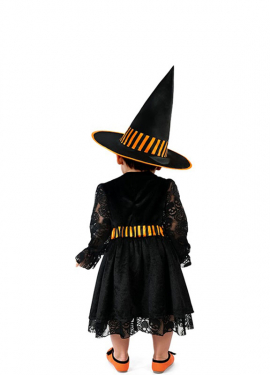 Fato de Bruxa Laranja com Renda para Bebê Fato de Bruxa Laranja com Renda para Bebê
