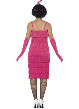 Disfraz de Cabaretera Rosa Largo de los años 20 para mujer