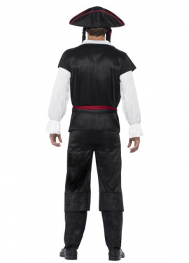 Fato de Capitão pirata preto para homem