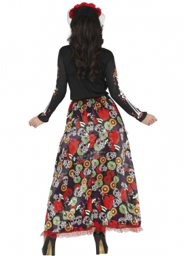 Costume Catrina con abito stampato per donna Costume Catrina con abito stampato per donna