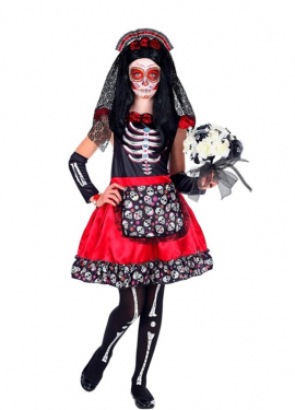 Day of the Dead Catrina Costume with Veil for Girls Day of the Dead Catrina Costume with Veil for Girls