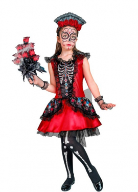 Fato de esqueleto Catrina para meninas Fato de esqueleto Catrina para meninas