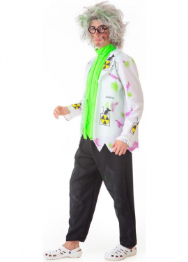 Fato de cientista louco branco e verde para homem Fato de cientista louco branco e verde para homem