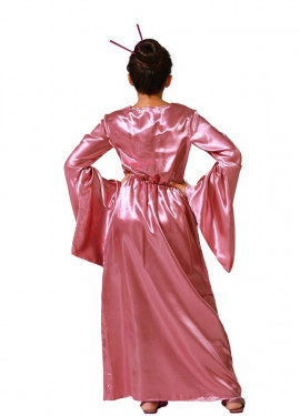 Fantasia de quimono rosa chinesa para menina
