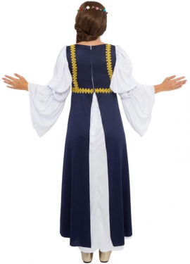 Fato de senhora medieval azul e branco para mulher Fato de senhora medieval azul e branco para mulher