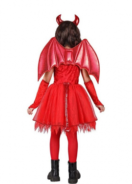 Devil Costume with Wings and Horns for Girls