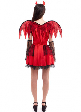 Fato de diabo vestido curto vermelho para mulher Fato de diabo vestido curto vermelho para mulher