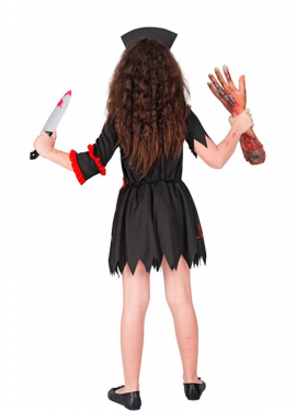 Déguisement d'infirmière zombie noire pour fille