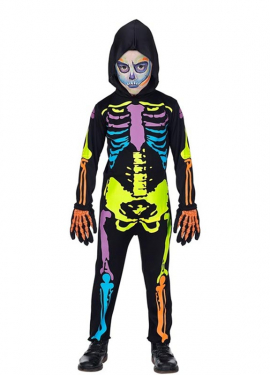 Fato de esqueleto neon para meninos