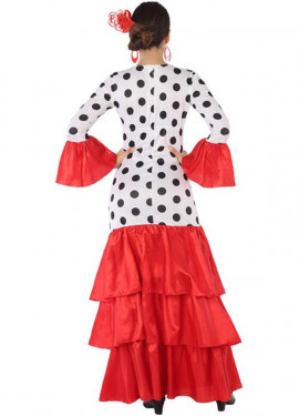 White and red flamenco or Sevillana costume for women White and red flamenco or Sevillana costume for women