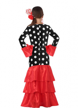 Fato de flamenco de bolinhas vermelhas para menina