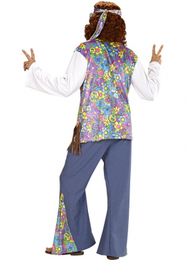White Hippie Costume with Vest for Men White Hippie Costume with Vest for Men