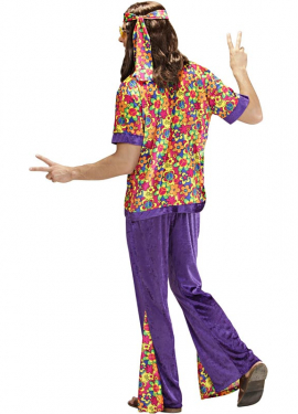 Fato masculina de hippie com sino de veludo Fato masculina de hippie com sino de veludo