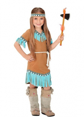 Brown and turquoise Indian costume for girls
