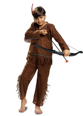 Disfraz de Indio marrón con flecos para niño