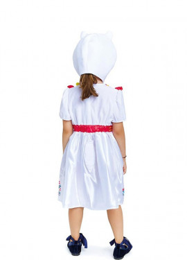 Fato de lhama branca com vestido e chapéu para menina