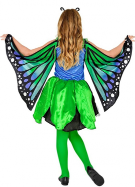 Fato de borboleta verde com asas para meninas