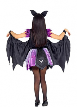 Fato de morcego lilás com orelhas para meninas