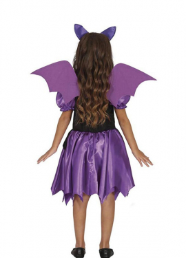 Fato de morcego roxo com asas para menina