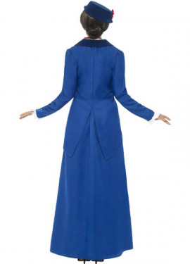 Blaues viktorianisches Babysitter Kostüm für Damen