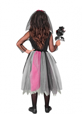 Fato de Noiva Esqueleto com Adereço de Cabeça para Meninas Fato de Noiva Esqueleto com Adereço de Cabeça para Meninas