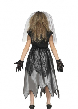 Fato de noiva fantasma preto e branco para menina Fato de noiva fantasma preto e branco para menina