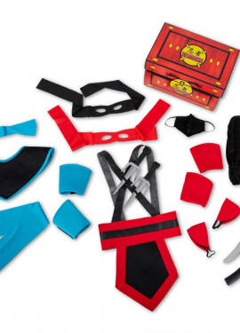 Black and red 2-pack ninja costume in chest for boys Black and red 2-pack ninja costume in chest for boys