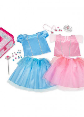 Pack de 2 disfarces de peito de princesa azul e rosa para menina Pack de 2 disfarces de peito de princesa azul e rosa para menina