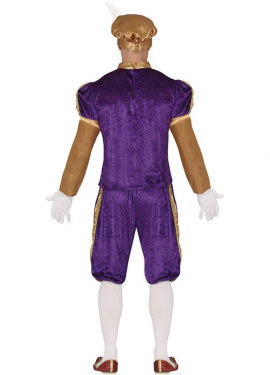 Fato de pajem roxo e laranja com chapéu para homem Fato de pajem roxo e laranja com chapéu para homem