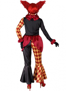 Fato de palhaço macabro xadrez feminina