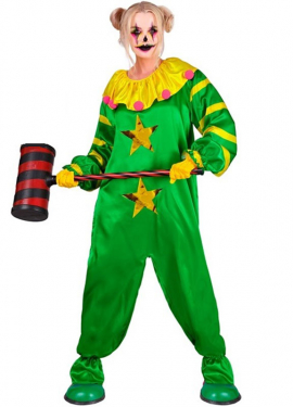 Fato de palhaço assassino do espaço sideral verde para adultos