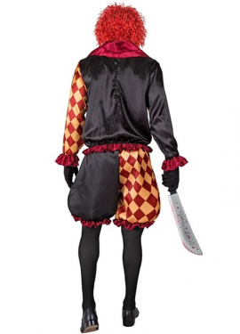 Fato de palhaço ghoul xadrez masculina