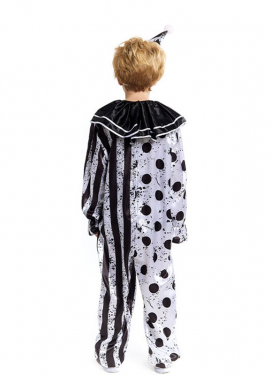 Black and white scary clown costume for children