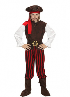Costume rayé de pirate des Caraïbes pour garçon