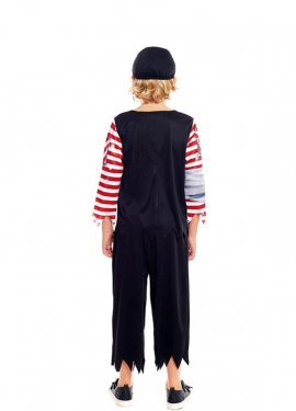 Fato de pirata às riscas pretas para menino Fato de pirata às riscas pretas para menino