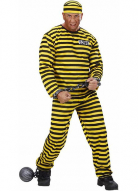 Men's Yellow and Black Striped Prisoner Costume Men's Yellow and Black Striped Prisoner Costume