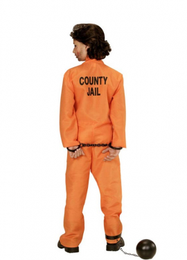 Costume de prisonnier avec carte d'identité orange pour garçon