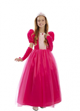 Fato de princesa rosa de conto de fadas para meninas