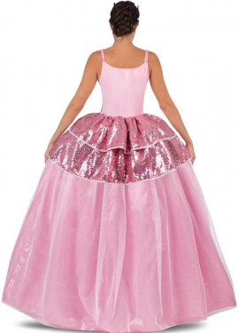 Fantasia feminina linda princesa rosa com anágua