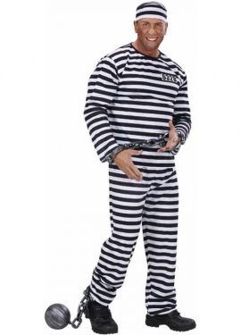 Men's Black and White Striped Prisoner Costume Men's Black and White Striped Prisoner Costume
