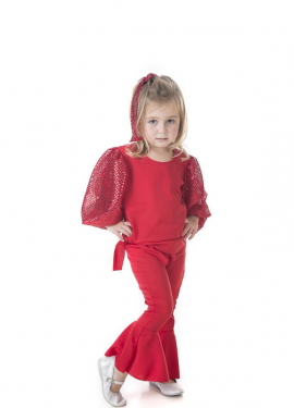 Fato de Raffaela Carrà vermelho para menina Fato de Raffaela Carrà vermelho para menina