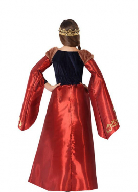 Fato de rainha medieval vermelha para menina Fato de rainha medieval vermelha para menina